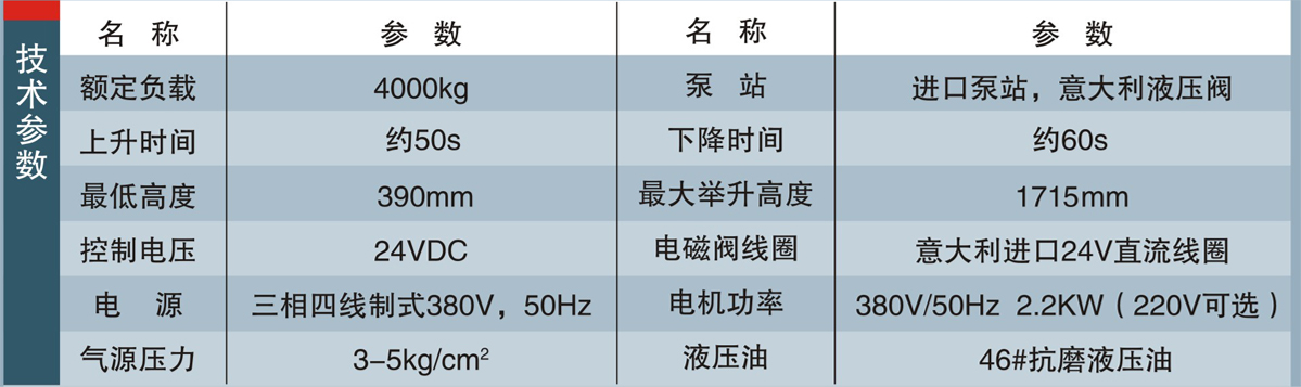 信力XL126剪式舉升機(jī)技術(shù)參數(shù)